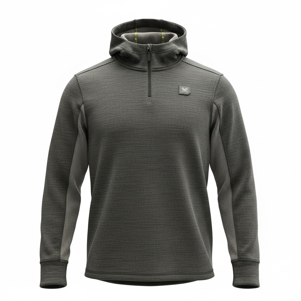 VORTEX Green/Gray Hooded 1/4 Zip Pullover Sweatshirt